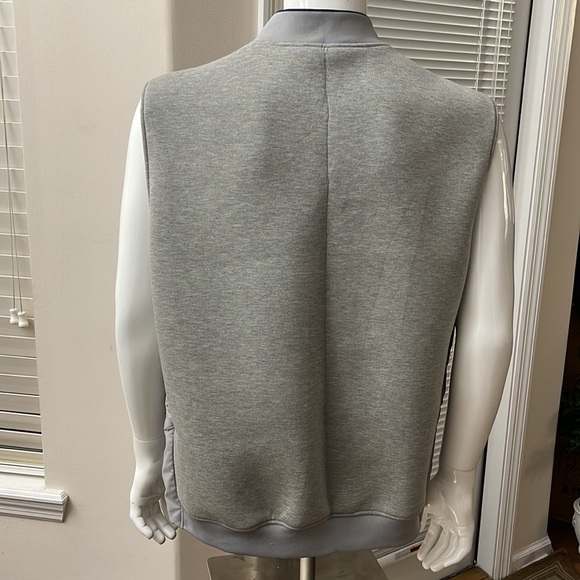 Murano Gray Front Zip Quilted Front Flannel Back Vest w/Navy Trim on Collar - Picture 3 of 13